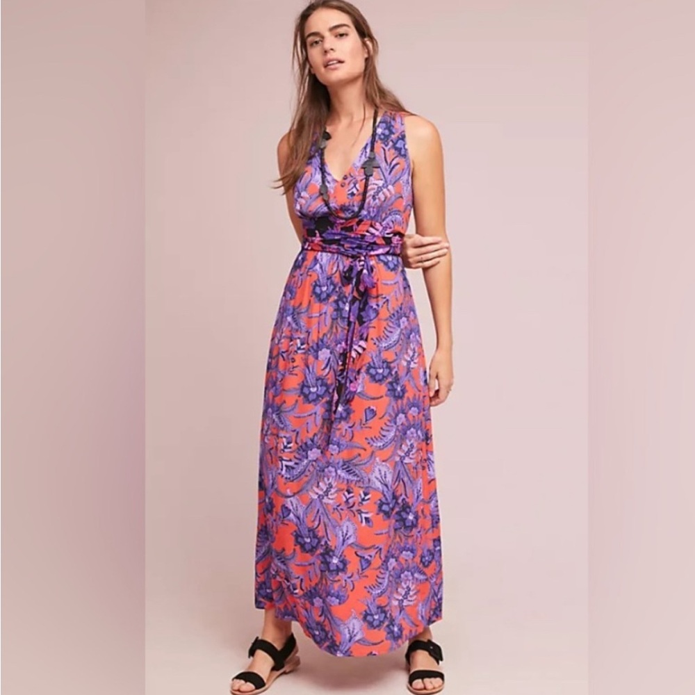 Maeve Floral Purple and Pink Maxi Dress